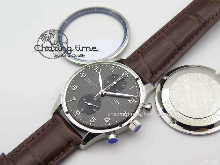 MIROTIME 0719 Supportive Portuguese Chrono IW371431 ZF 1:1 Best Edition Gray Dial On Brown Leather Strap A79350 (Slim Movement) 7261